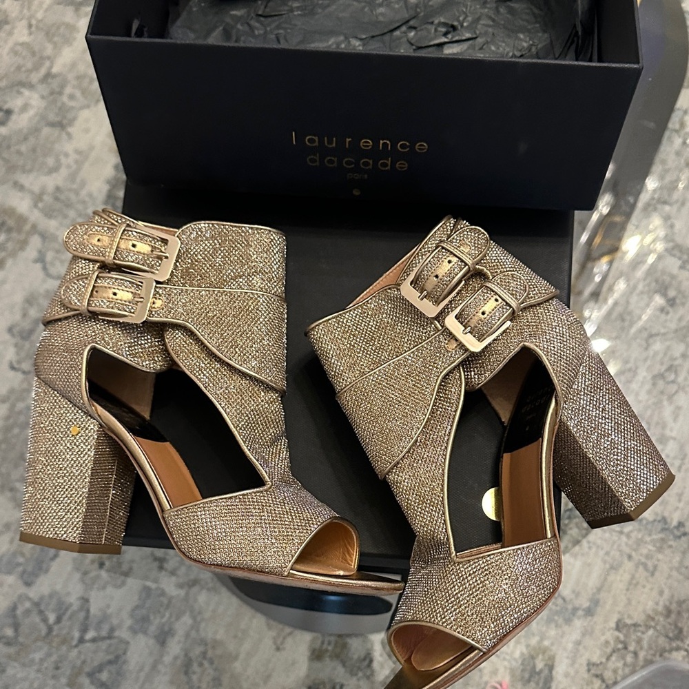 Laurence Dacade Glittering Gold Heeled Sandals